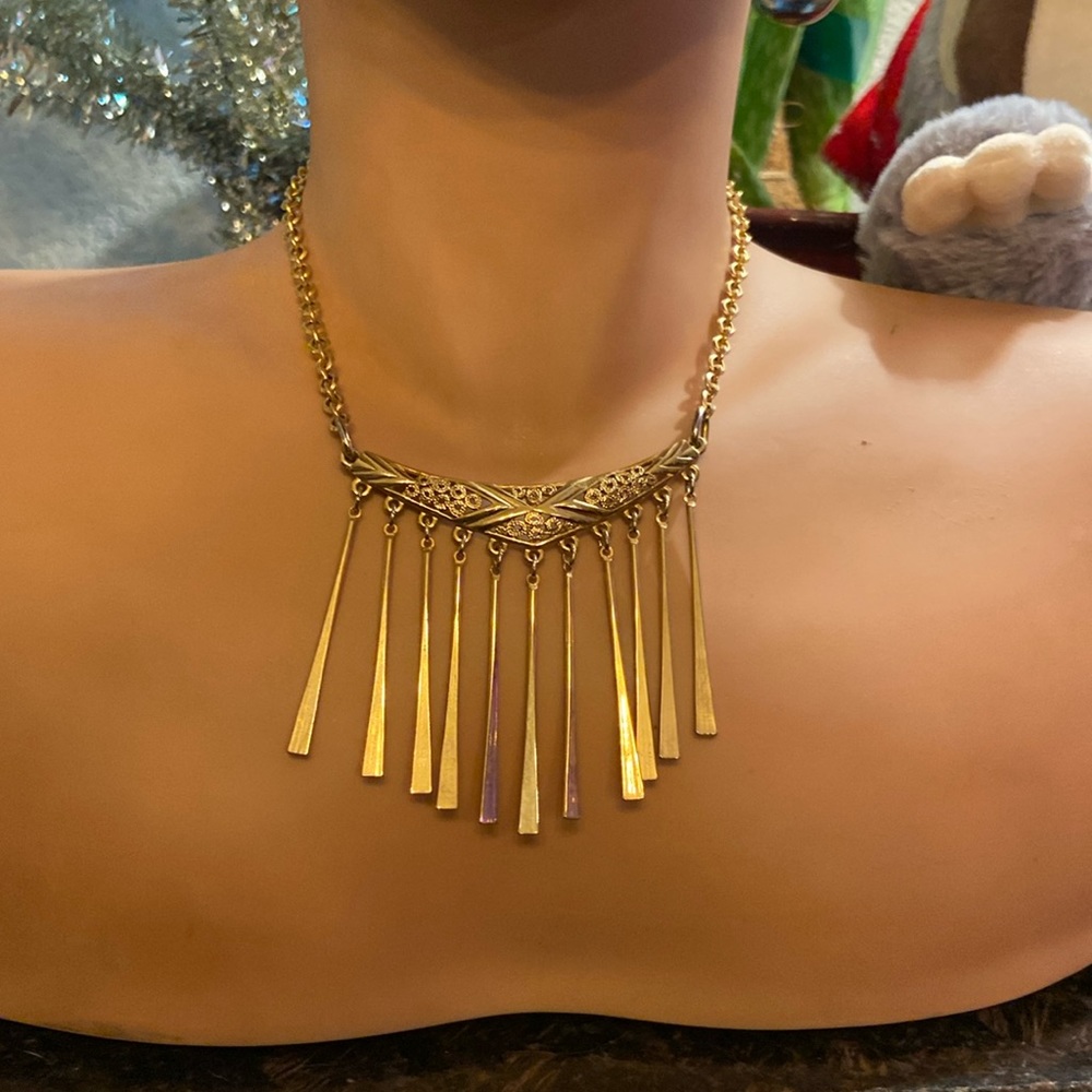 Unique Gold Tone Handmade Necklace